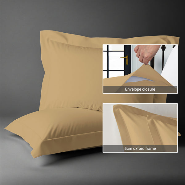 400 thread count tan envelope closure pillowcases oxford standard style secure fit skin friendly cotton with 5cm frame