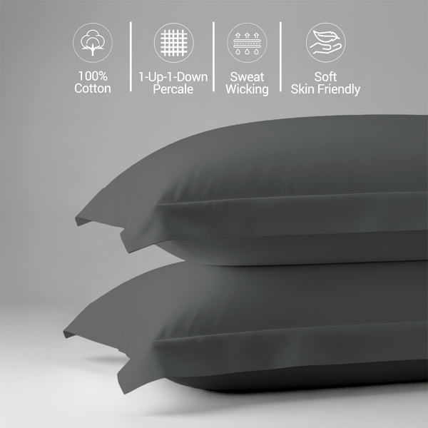 Percale 100% Cotton Pillowcases (2PC)