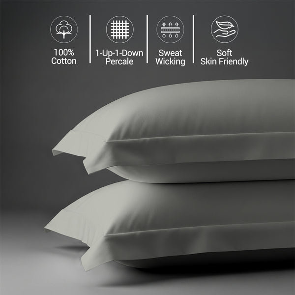 Percale 100% Cotton Pillowcases (2PC)