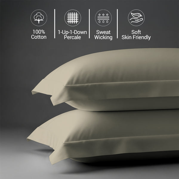 Percale 100% Cotton Pillowcases (2PC)