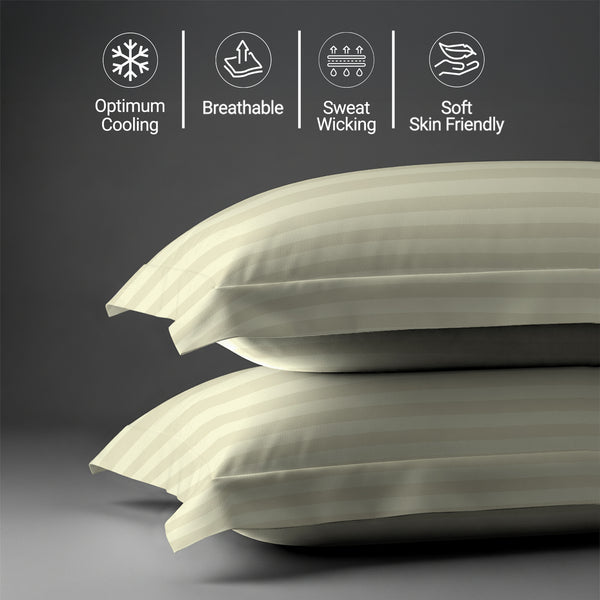 600 thread count cream stripe skin friendly cotton pillowcases oxford king sweat wicking gentle on hair