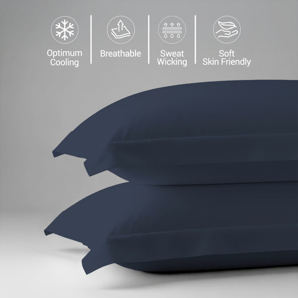 400 thread count dark blue Skin friendly cotton pillowcases oxford standard sweat wicking gentle on hair