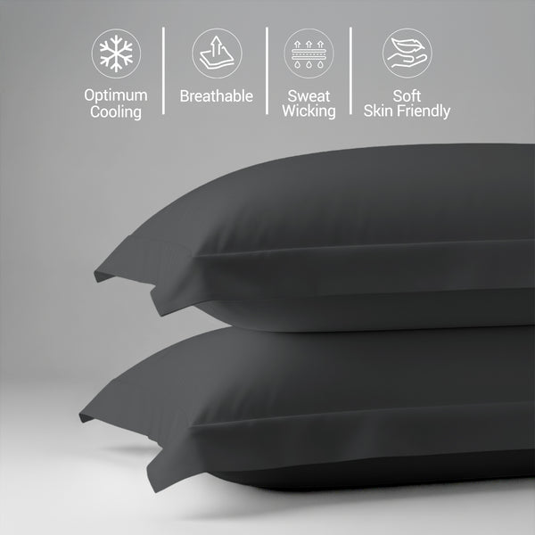 600 thread count dark grey skin friendly cotton pillowcases oxford standard sweat wicking gentle on hair
