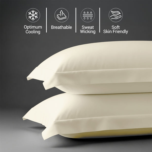 400 thread count ivory Skin friendly cotton pillowcases oxford king sweat wicking gentle on hair 