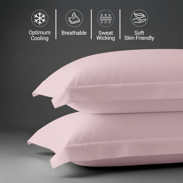 600 thread count light pink skin friendly cotton pillowcases oxford king sweat wicking gentle on hair
