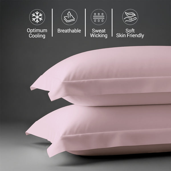 1000 thread count light pink skin friendly cotton pillowcases oxford standard sweat wicking gentle on hair plus skin friendly hotel quality