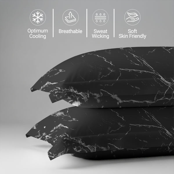 400 thread count marble black Skin friendly cotton pillowcases oxford king sweat wicking gentle on hair