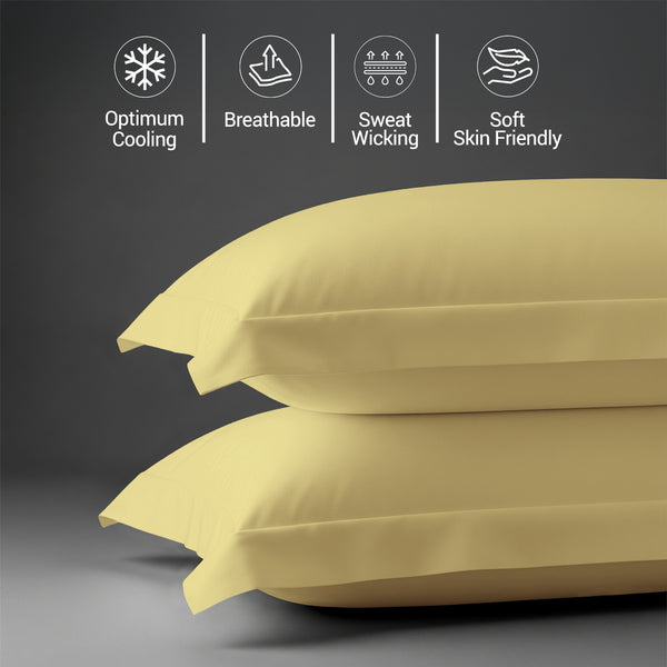 600 thread count mellow yellow skin friendly cotton pillowcases oxford standard sweat wicking gentle on hair
