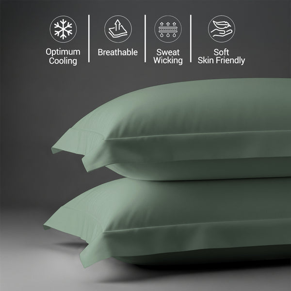 800 thread count sea foam skin friendly cotton pillowcases oxford standard sweat wicking gentle on hair plus durable and soft
