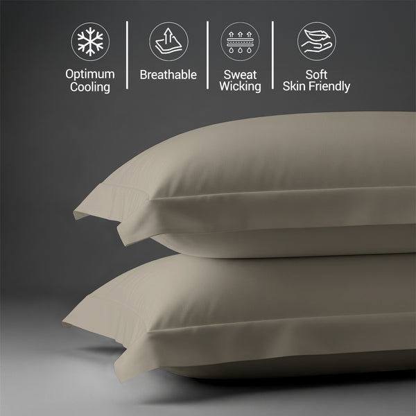 800 thread count simply taupe skin friendly cotton pillowcases oxford king sweat wicking gentle on hair plus durable and soft
