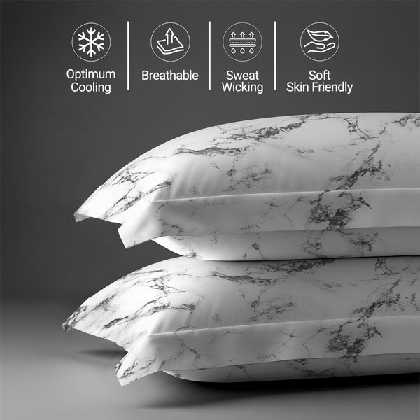 400 thread count marble white Skin friendly cotton pillowcases oxford king sweat wicking gentle on hair