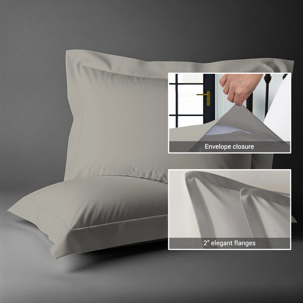 Premium 400 Thread Count 100% Cotton Pillow Shams (2 PC) - USA QUEEN