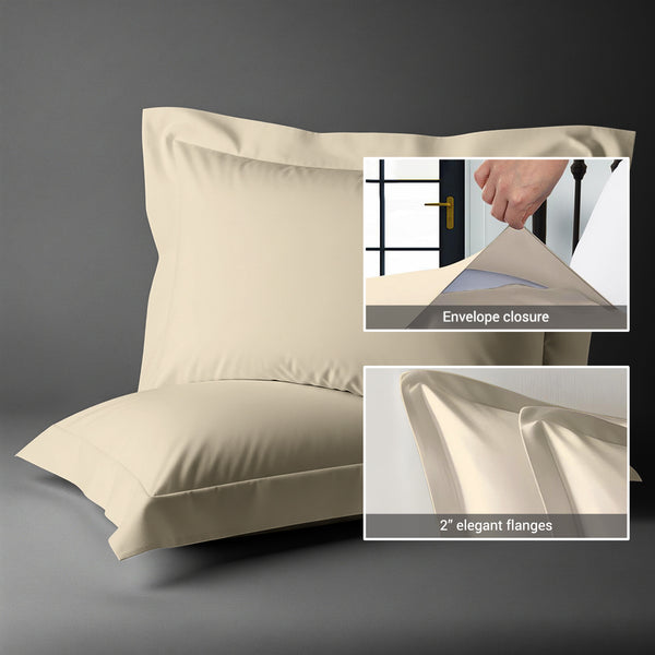 Premium 400 Thread Count 100% Cotton Pillow Shams (2 PC) - USA QUEEN