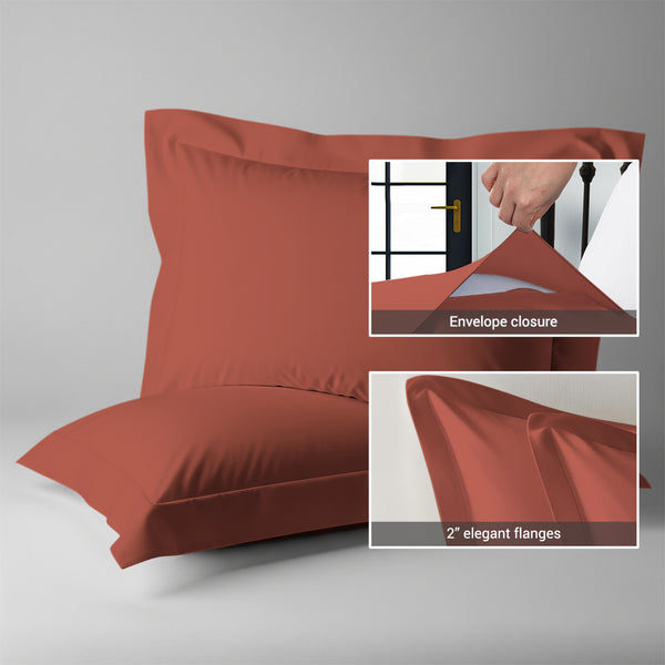 Premium 400 Thread Count 100% Cotton Pillow Shams (2 PC) - USA QUEEN