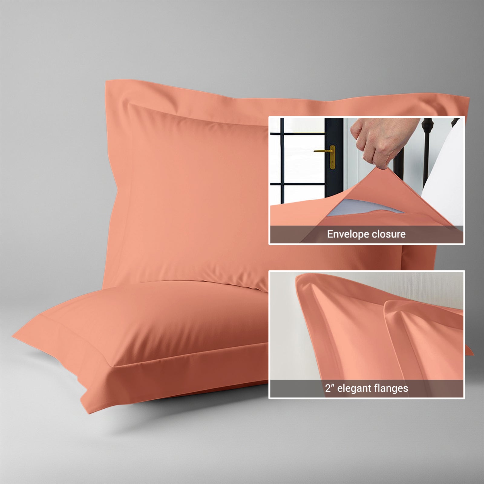 Premium 400 Thread Count 100% Cotton Pillow Shams (2 PC) - USA STANDARD