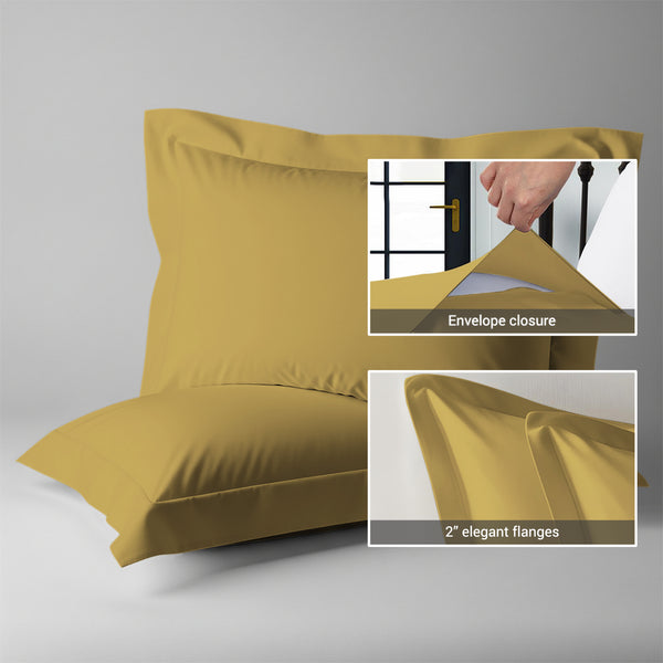 Premium 400 Thread Count 100% Cotton Pillow Shams (2 PC) - USA QUEEN