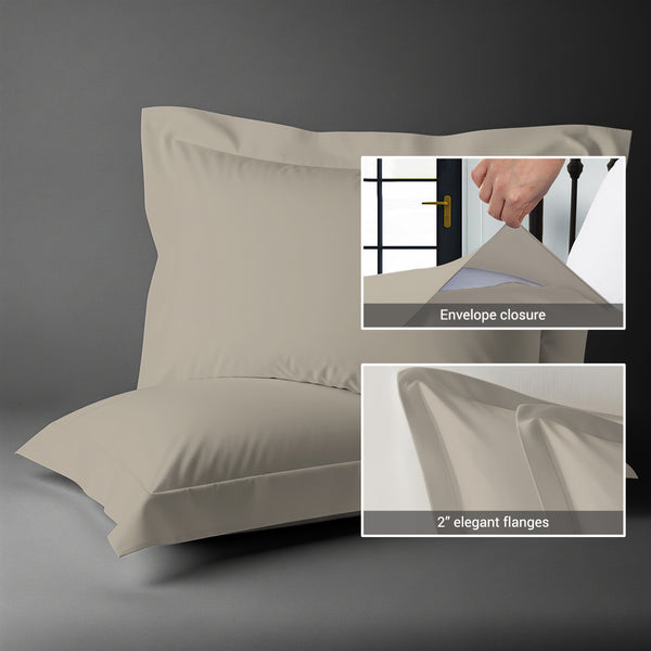 Premium 400 Thread Count 100% Cotton Pillow Shams (2 PC) - USA QUEEN