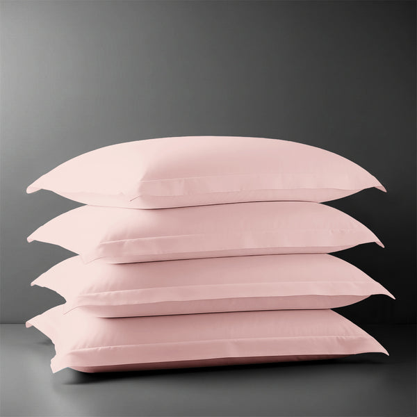 Pizuna Linens light pink 400 thread count 100 percent cotton pillowcases 4 piece oxford standard