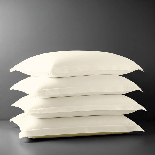 Pizuna Linens ivory 400 thread count 100 percent cotton pillowcases 4 piece oxford standard