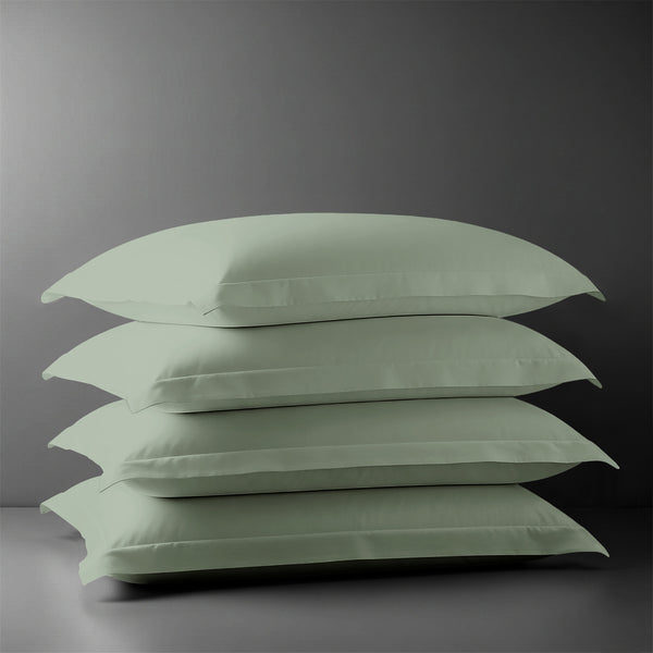 Pizuna Linens sea foam 400 thread count 100 percent cotton pillowcases 4 piece oxford standard
