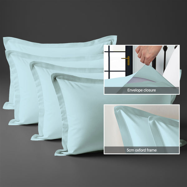 400 thread count baby blue envelope closure pillowcases oxford standard style secure fit skin friendly cotton with 5cm frame