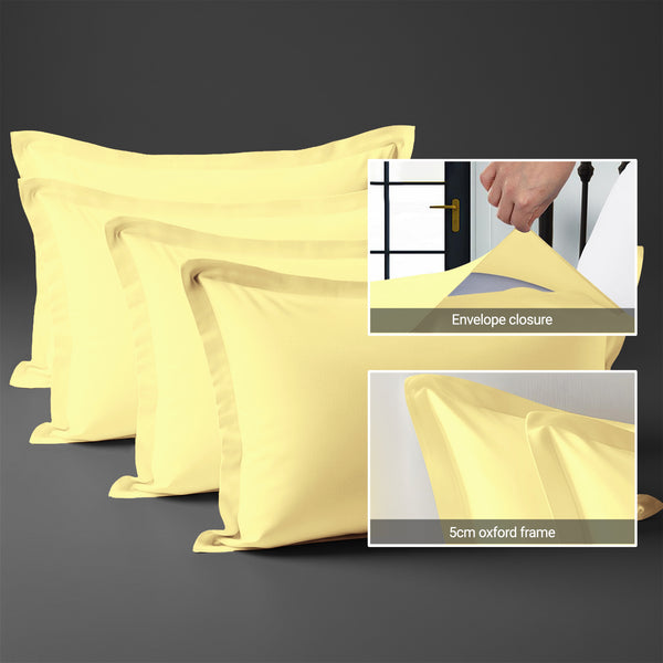 400 thread count mellow yellow envelope closure pillowcases oxford standard style secure fit skin friendly cotton with 5cm frame