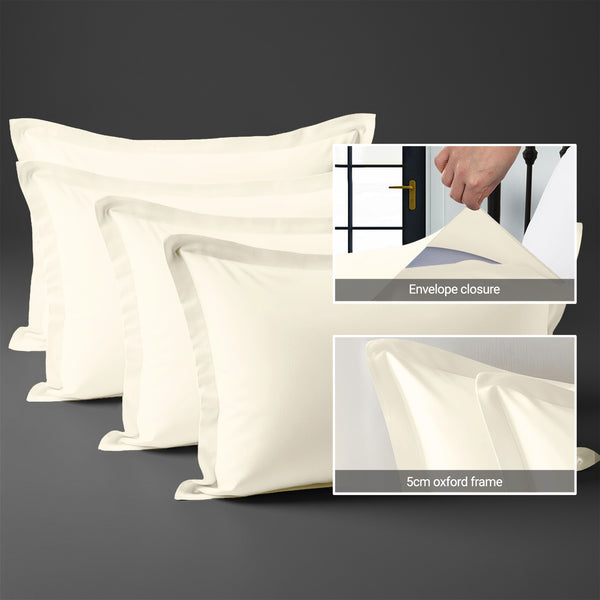 400 thread count ivory envelope closure pillowcases oxford standard style secure fit skin friendly cotton with 5cm frame
