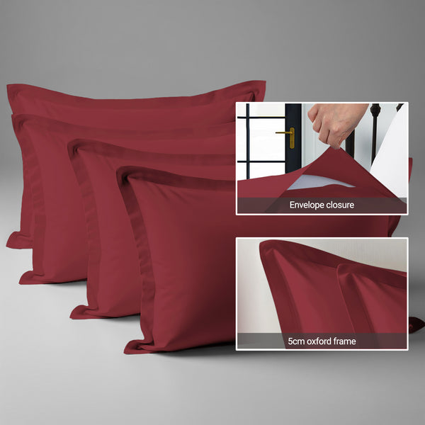 400 thread count rio red envelope closure pillowcases oxford standard style secure fit skin friendly cotton with 5cm frame