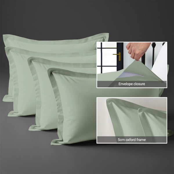 400 thread count sea foam envelope closure pillowcases oxford standard style secure fit skin friendly cotton with 5cm frame