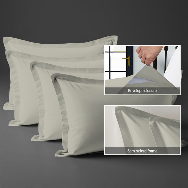 400 thread count silver envelope closure pillowcases oxford standard style secure fit skin friendly cotton with 5cm frame