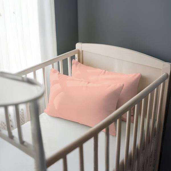 Toddler bed with misty rose 40 x 60 cm cotton pillowcase on the pillow