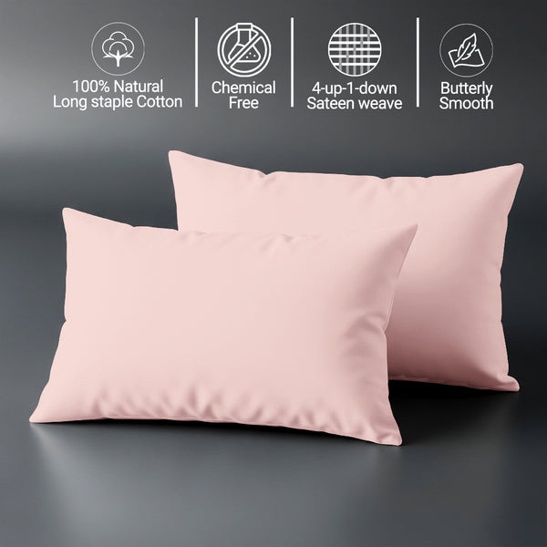 Toddler pillowcase light pink 40 x 60 cm chemical free 100% long staple combed cotton softens with every wash gentle on delicate skin
