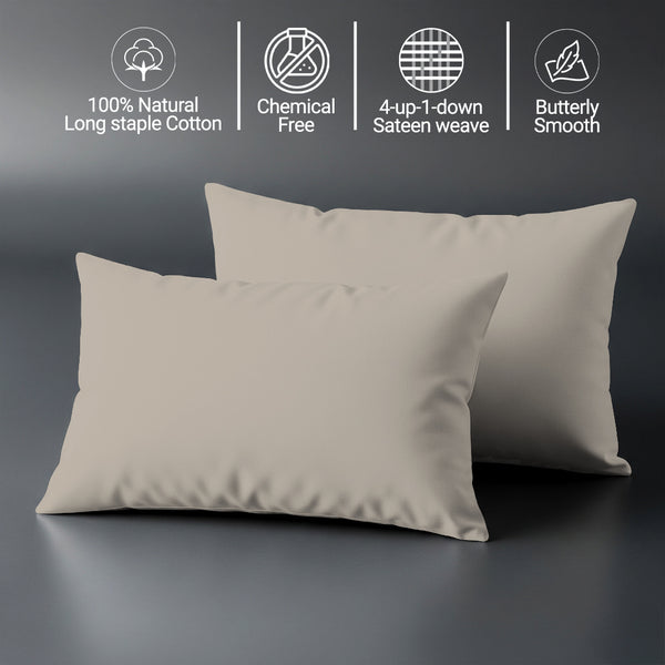 Toddler pillowcase simply taupe 40 x 60 cm chemical free 100% long staple combed cotton softens with every wash gentle on delicate skin
