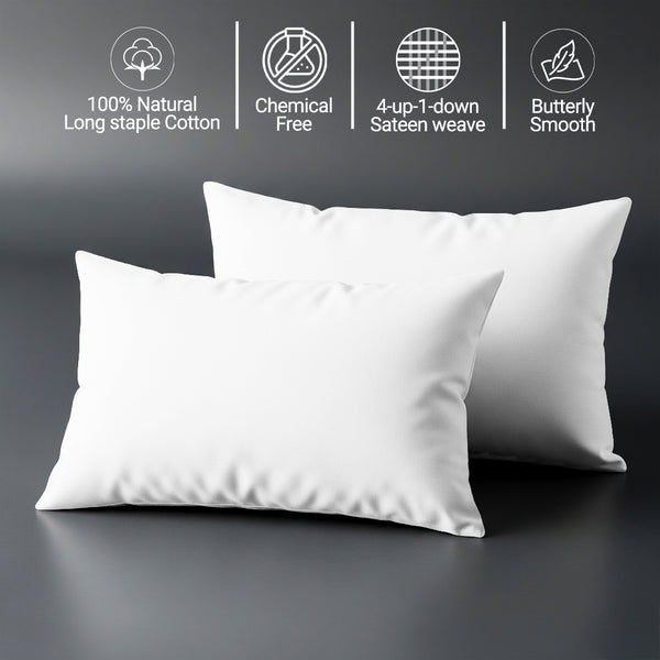 Toddler pillowcase white 33 x 46 cm chemical free 100% long staple combed cotton softens with every wash gentle on delicate skin