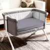 Baby cot setup with 60x120 cm violet grey travel fitted sheet moisture wicking and gentle on skin