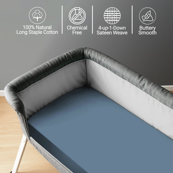 Premium 400 Thread Count 100% Cotton Crib Travel Fitted Sheet