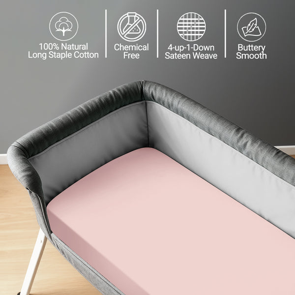 Premium 400 Thread Count 100% Cotton Crib Travel Fitted Sheet