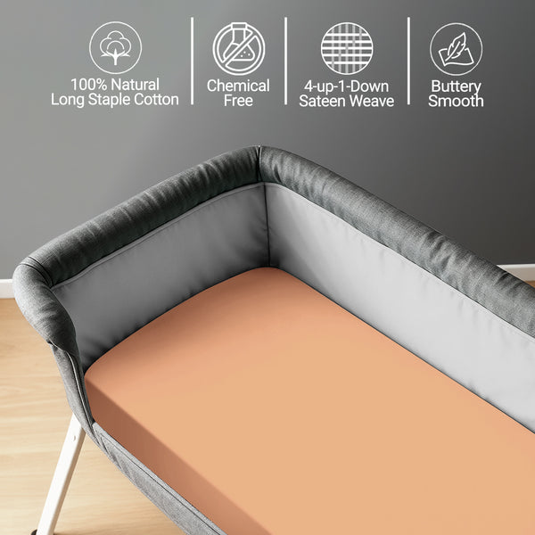 Premium 400 Thread Count 100% Cotton Crib Travel Fitted Sheet