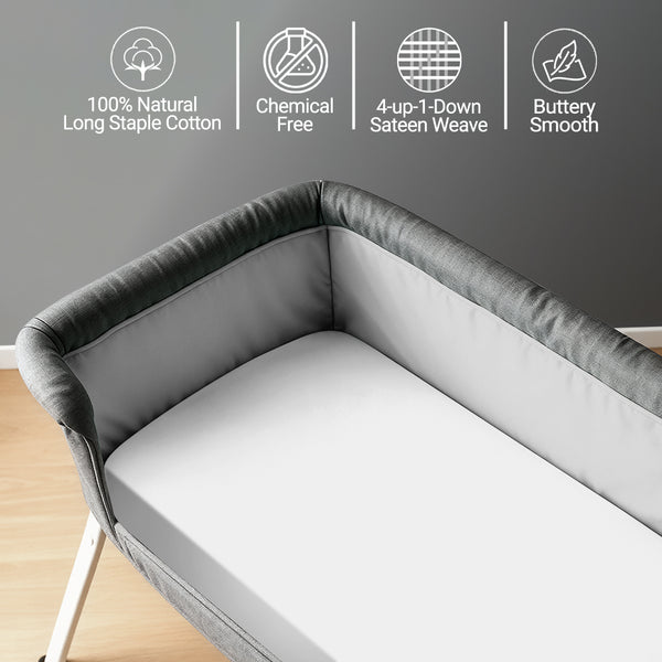 Baby travel fitted sheet white 60x120 cm chemical free natural cotton for delicate skin