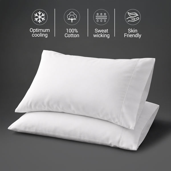 Deluxe 600 Thread Count 100% Cotton Pillowcases (2 PC) - USA QUEEN
